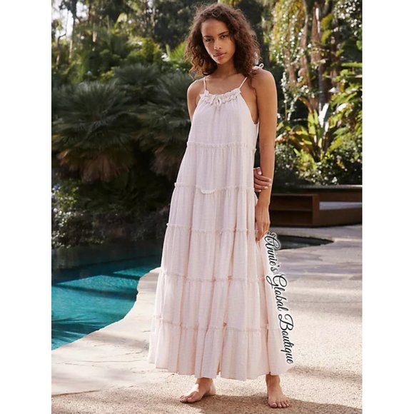 RARE NWT ANTHROPOLOGIE Senorita Gingham Ruffled Maxi Dress. Size L - Picture 6 of 16